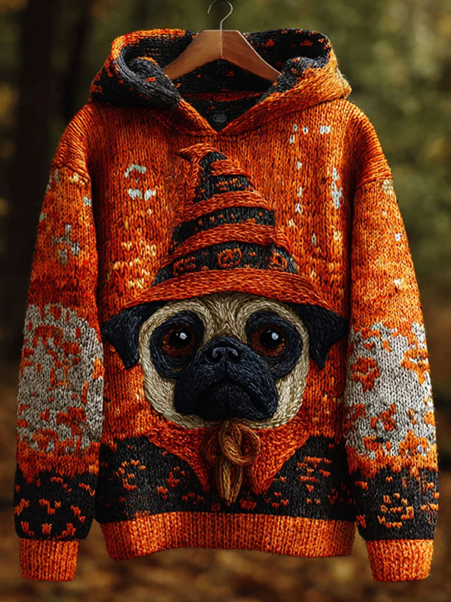 Mujer Halloween Dog Print Casual Hoodie