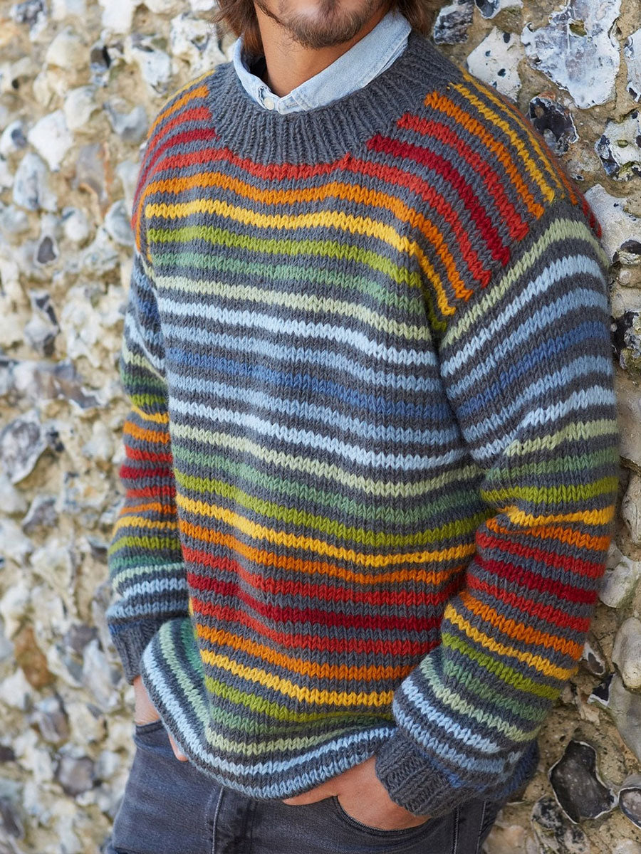 Tops a rayas de otoño e invierno para hombres