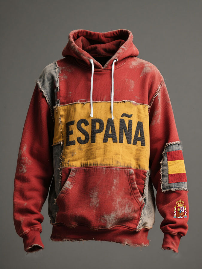 Sudadera con capucha impresa arte de la bandera de España de los hombres