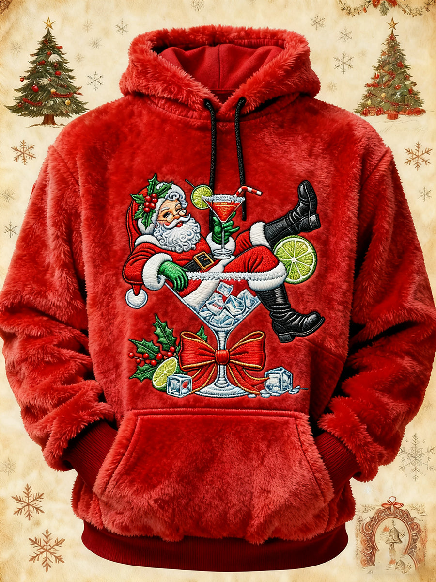 Sudadera con capucha de la franela del arte de Santa Claus de los hombres