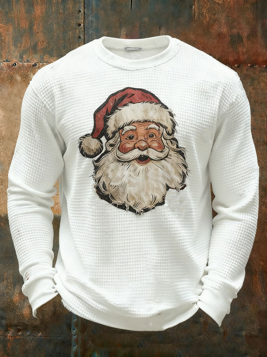 Top casual con estampado de Papá Noel para hombre