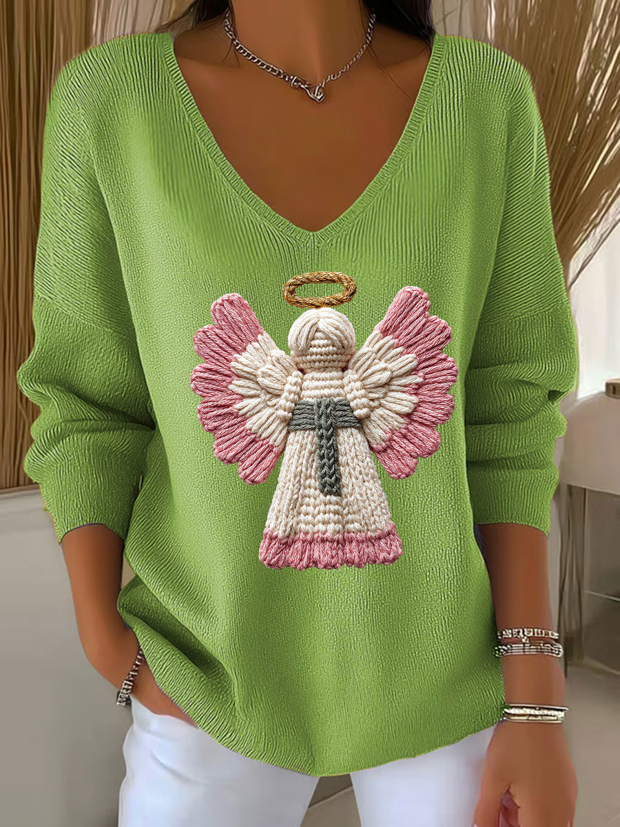 Top Casual Mujer Estampado de Ángel de Navidad