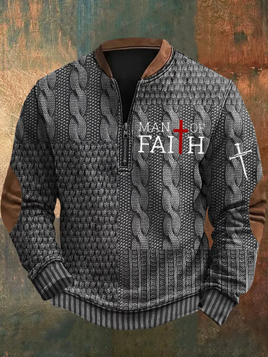 Sudadera Casual Vintage Art Faith para hombre
