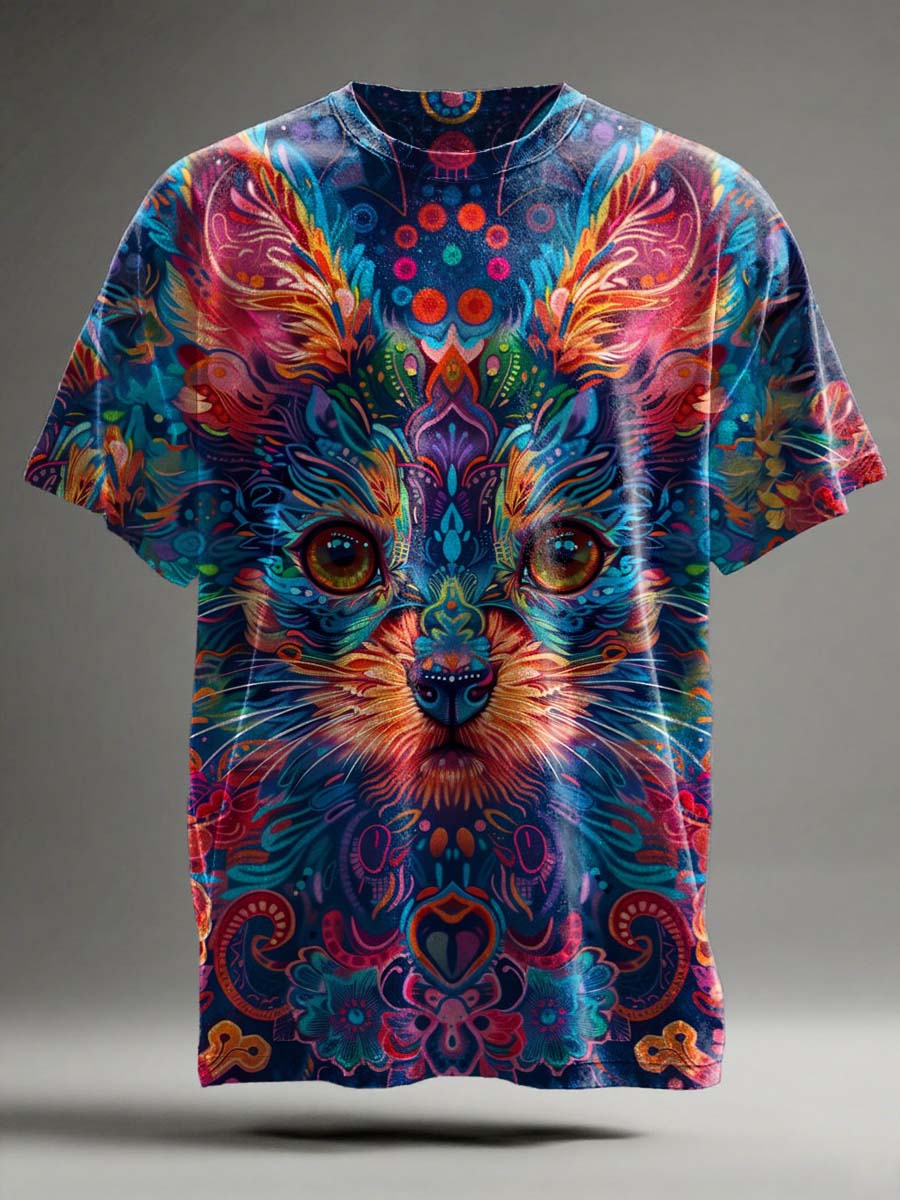 Abstract Puppy Print Casual Camiseta de manga corta