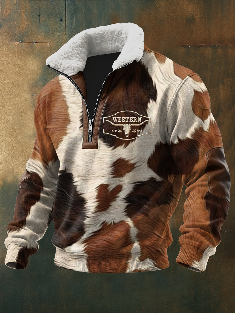 Patrón de textura occidental retro impreso sudadera casual
