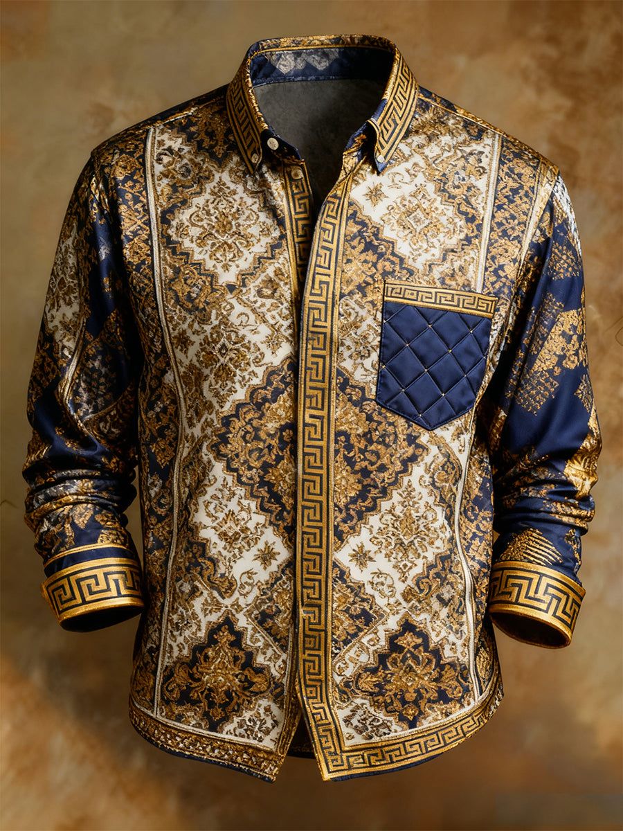 Camisa cómoda del estilo del negocio de la impresión retro del arte abstracto de los hombres