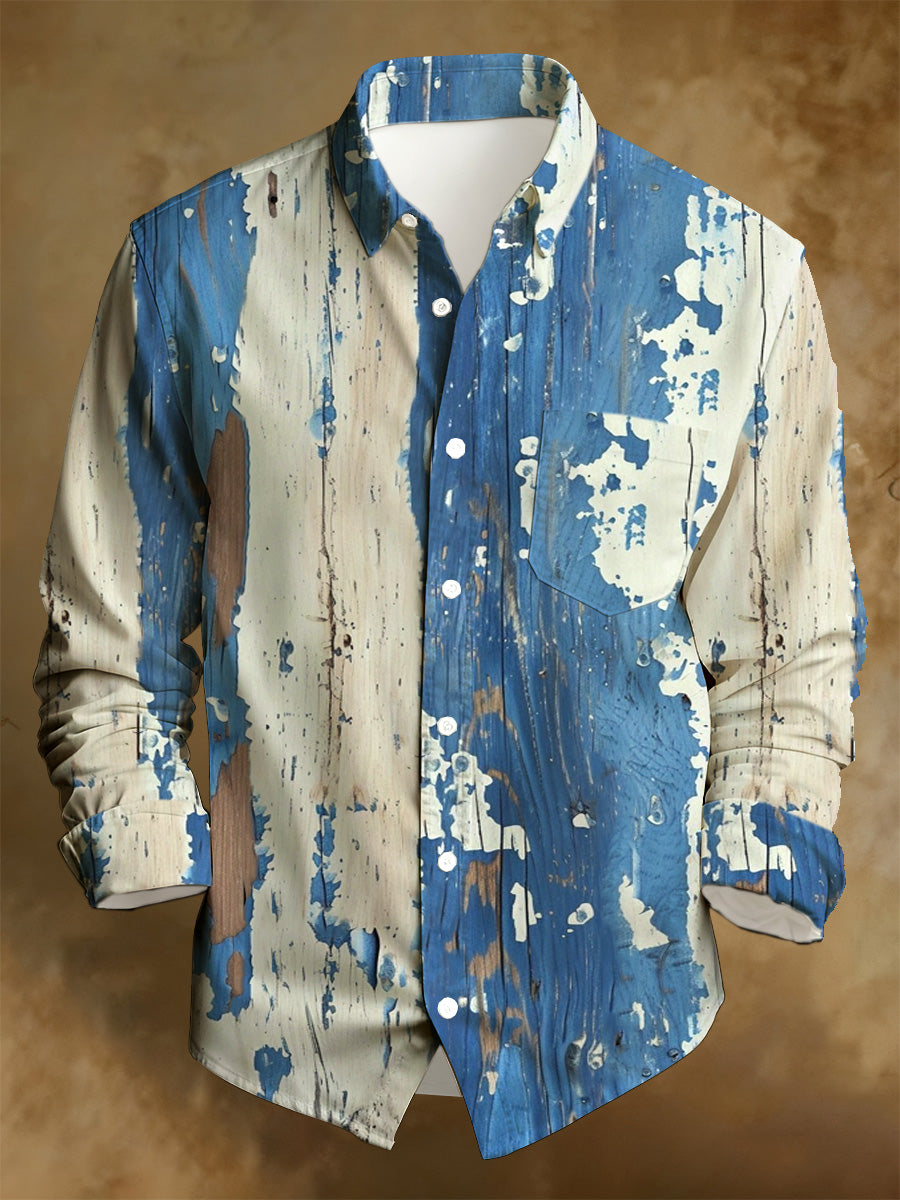 Camisa de manga larga impresa apenada estilo del negocio de los hombres