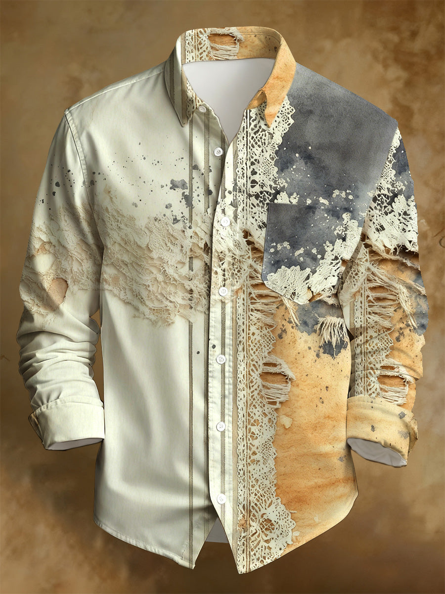 Camisa de manga larga impresa apenada estilo del negocio de los hombres