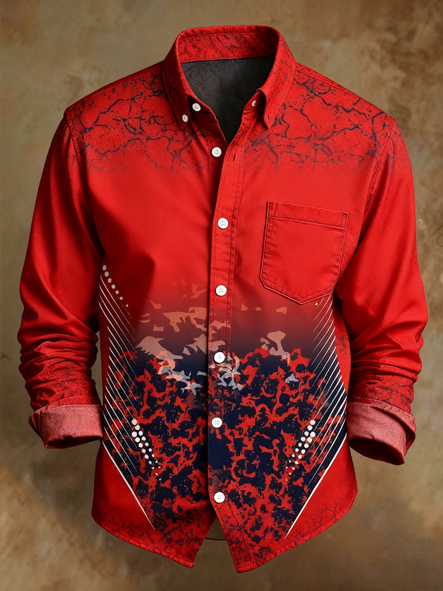 Camisa cómoda del estilo del negocio de la impresión retro del arte abstracto de los hombres
