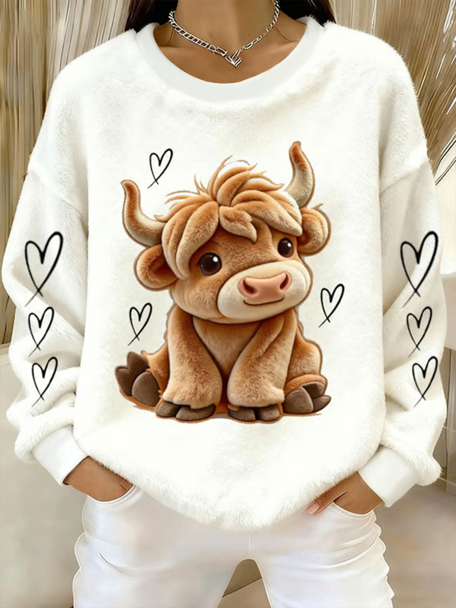 Top casual Highland Cow Art Print para mujer