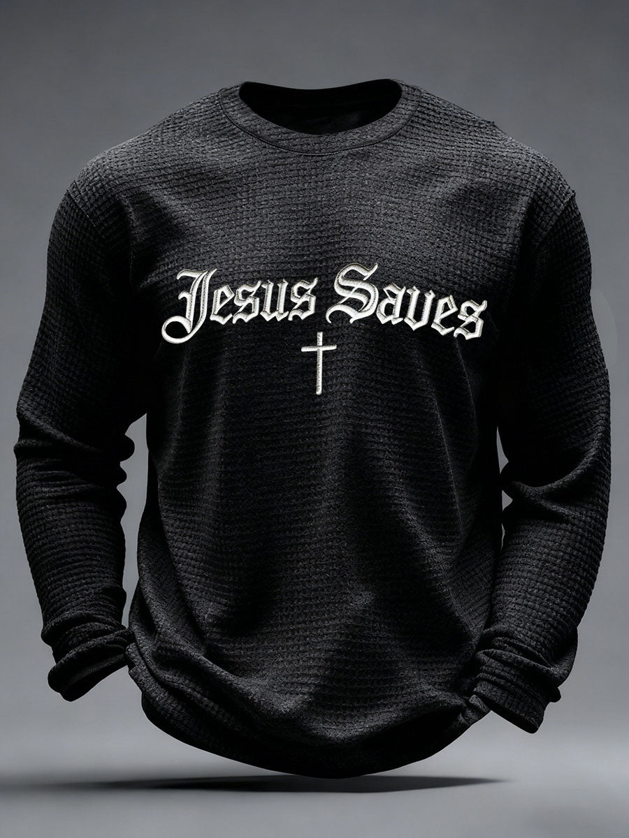 Camiseta casual con estampado de gofres de Jesús para hombre