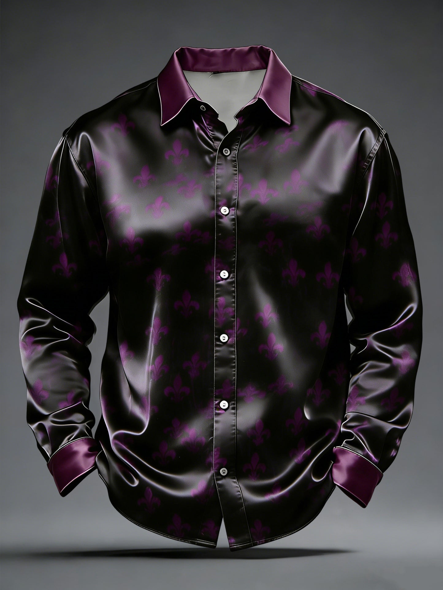 Retro Carnival Lily Totem Art Camisa de satén