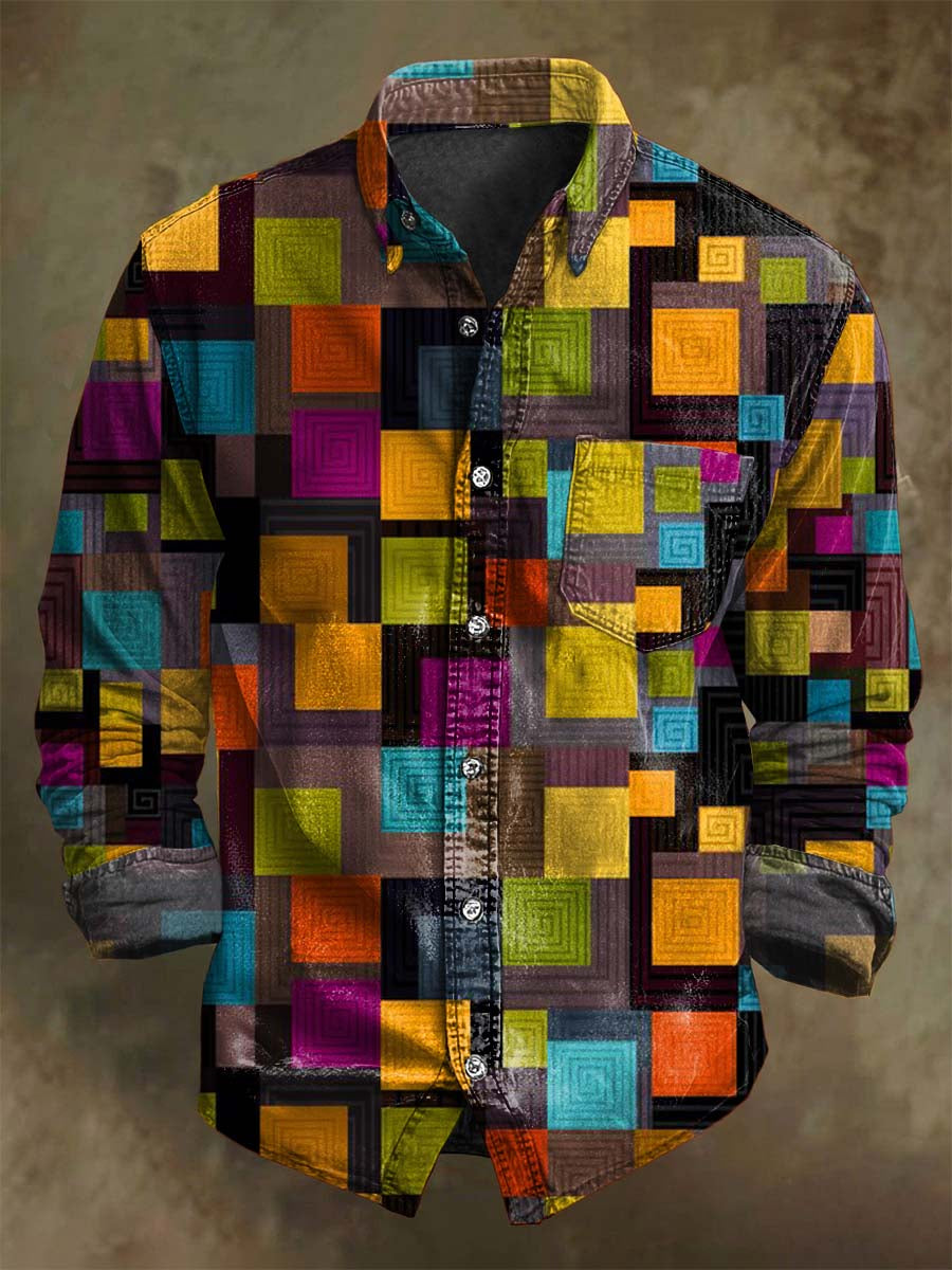 Camisa de manga larga con estampado geométrico moderno abstracto