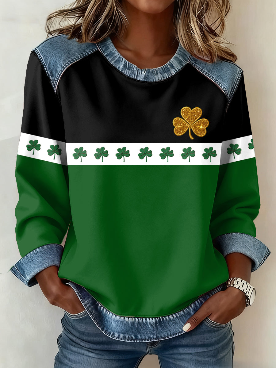 Día de San Patricio de las mujeres Patrón Patchwork Art Sudadera