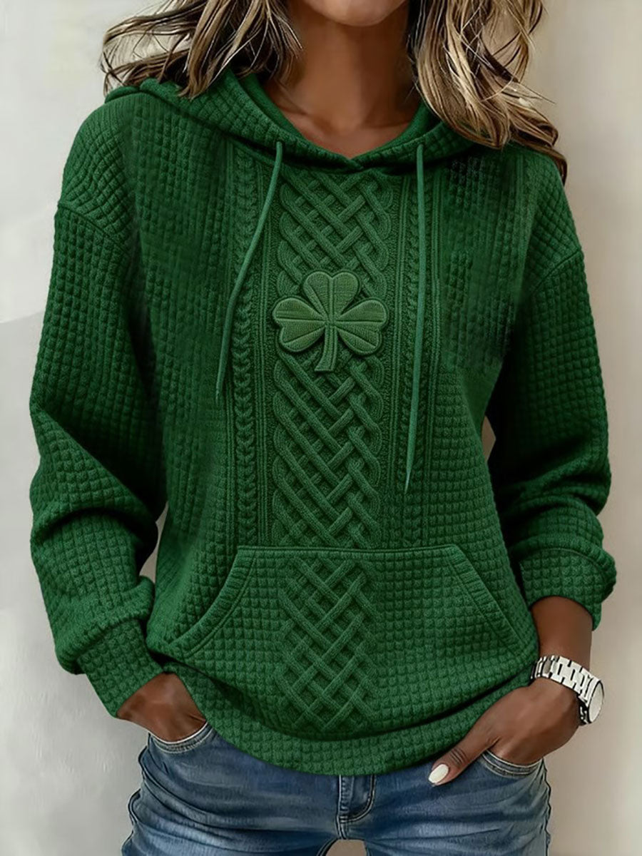 Mujer St. Patrick's Day Shamrock Print Large-sized Hooded