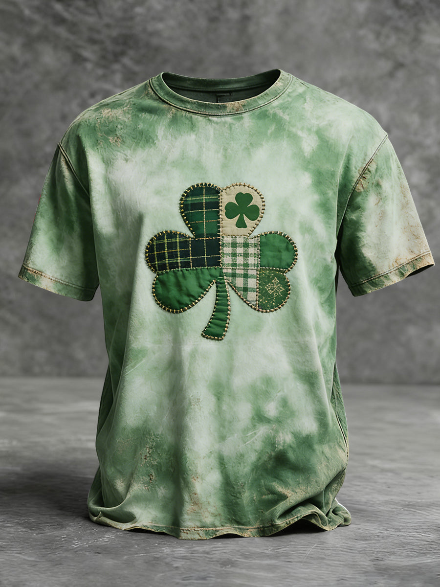Camiseta ocasional del trébol del tartán del día de St. Patrick