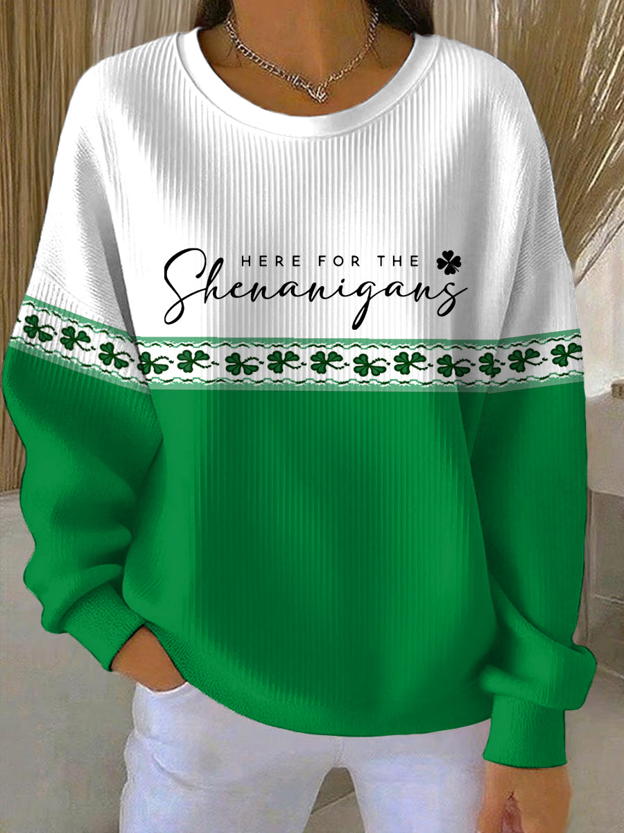 Día de San Patricio divertido de las mujeres aquí para el shamrocks de Shenanigans imprimir sudadera casual