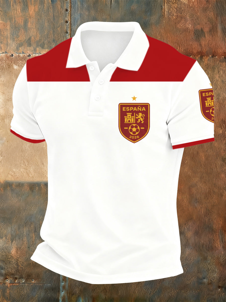 Polo conmemorativo de la impresión de la ayuda de la Copa del mundo de España 2026 de los hombres