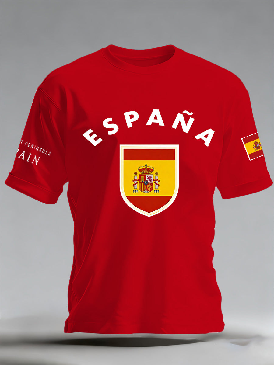Camiseta conmemorativa de la impresión española de la bandera de los hombres