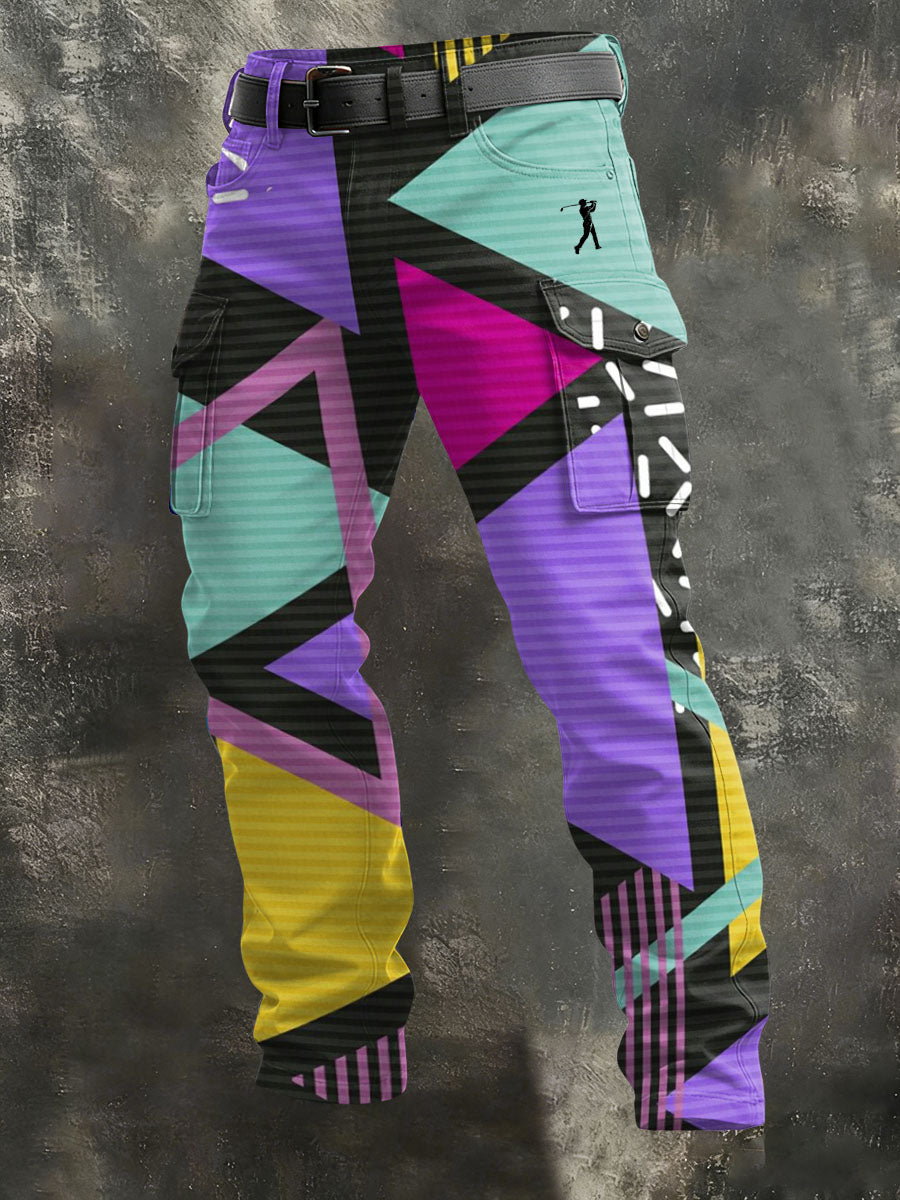 Pantalones largos casuales impresos estilo de negocios vintage para hombres