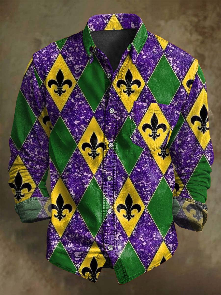 Carnaval Iris Imprimir Casual Camisa de manga larga