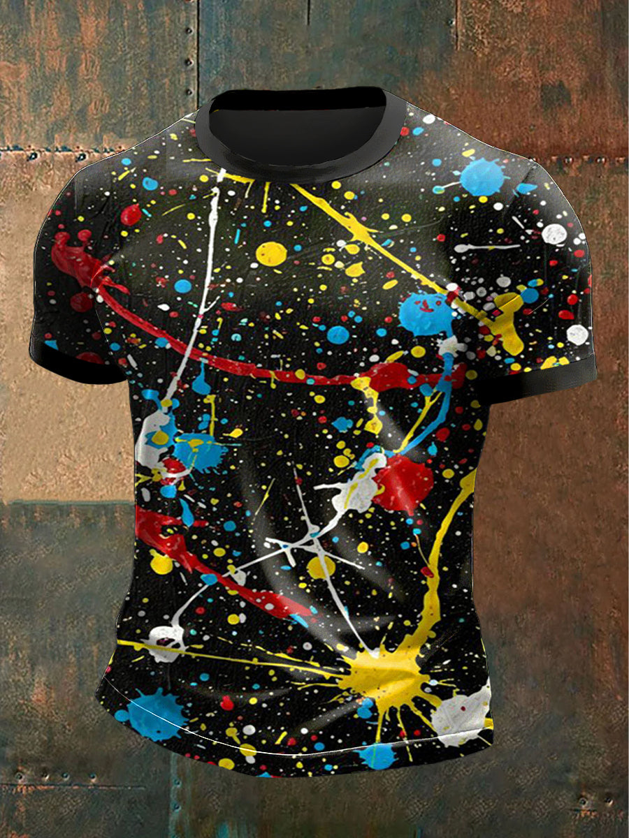 Camiseta negra casual de la impresión de Graffiti de los hombres
