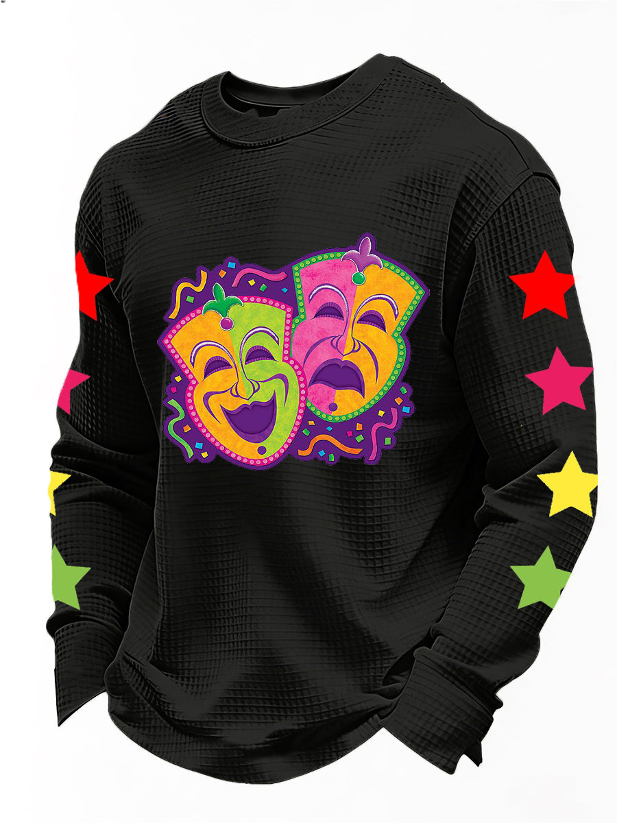 Camisa de manga larga para hombre con estampado de carnaval francés agradable