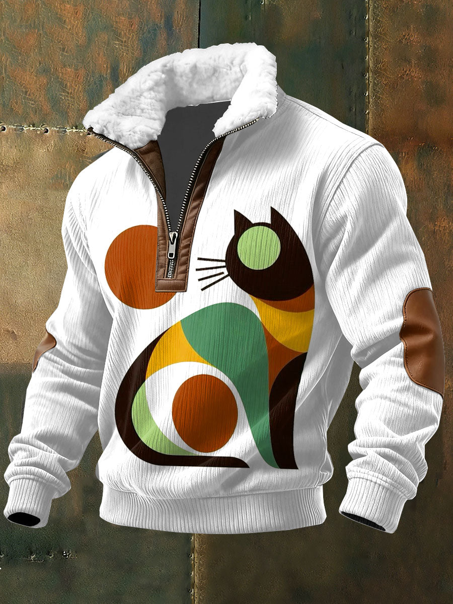 Sudadera de manga larga con estampado de bloques de color para hombres