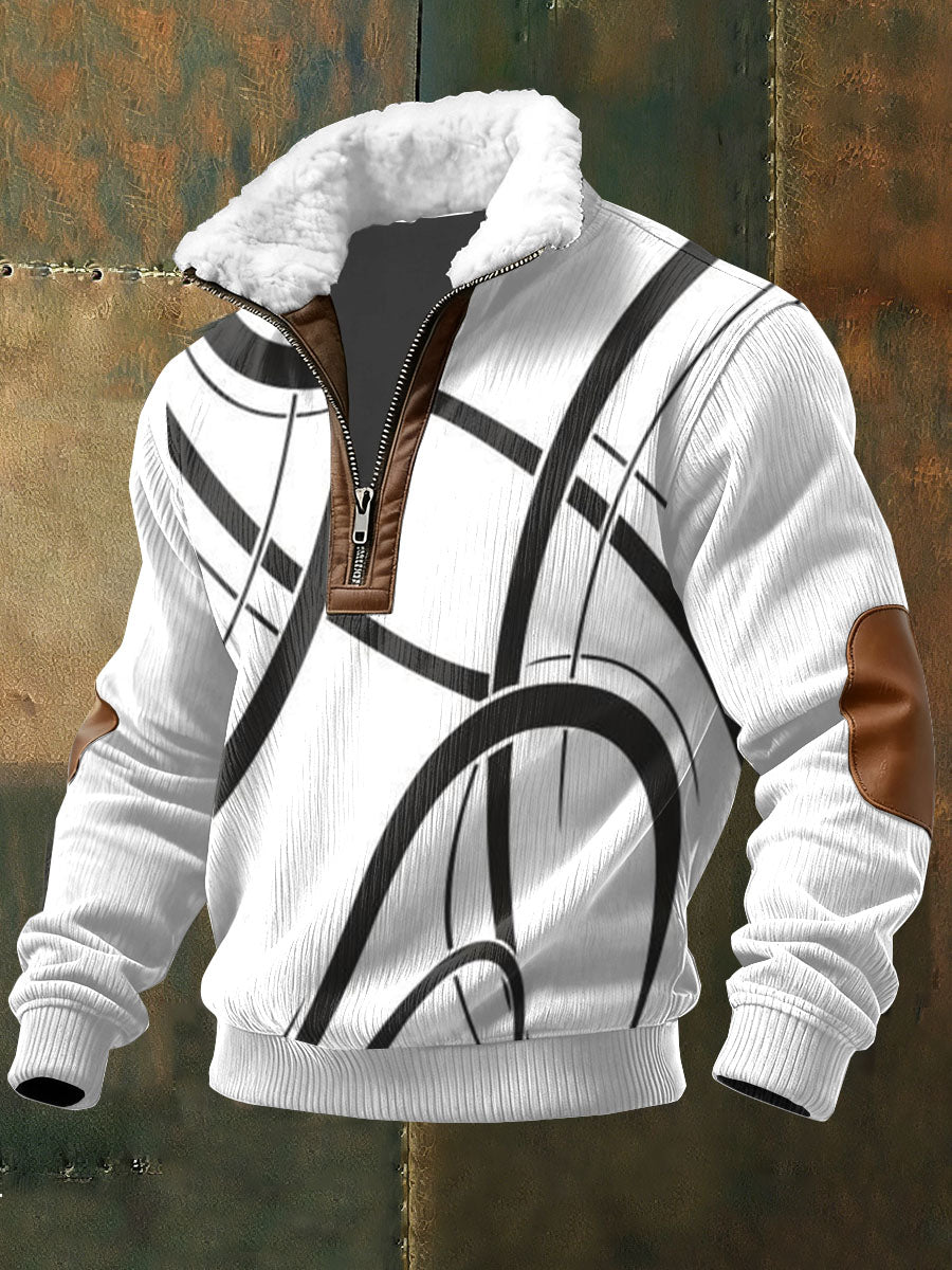Sudadera de manga larga con estampado de bloques de color para hombres