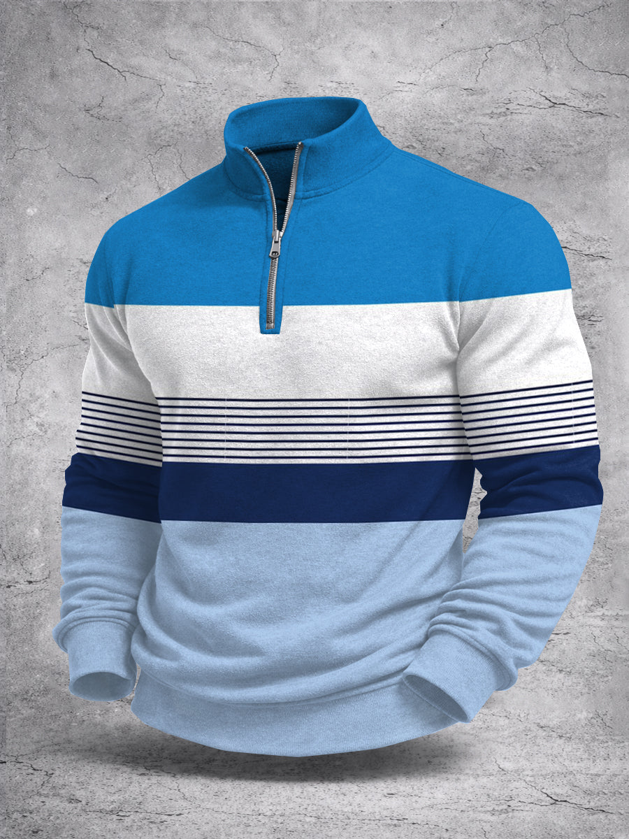 Sudadera de manga larga con estampado de bloques de color para hombres