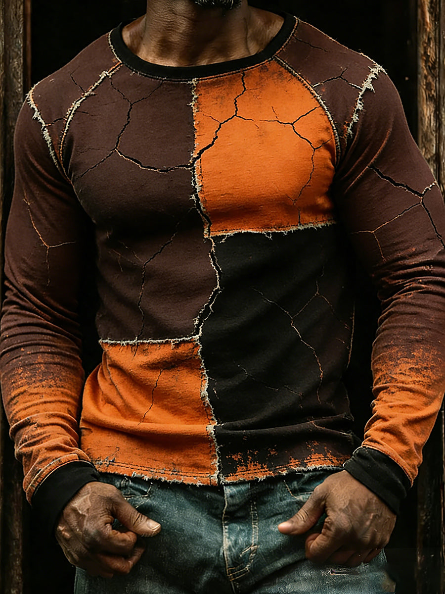 Top casual del arte abstracto del negocio de la vendimia de los hombres