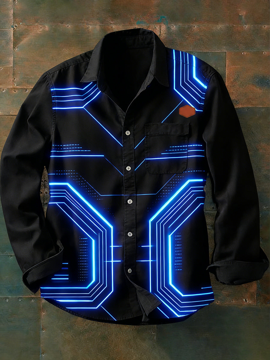 Estilo de vacaciones de negocios de los hombres Impreso Casual Camisa de manga larga