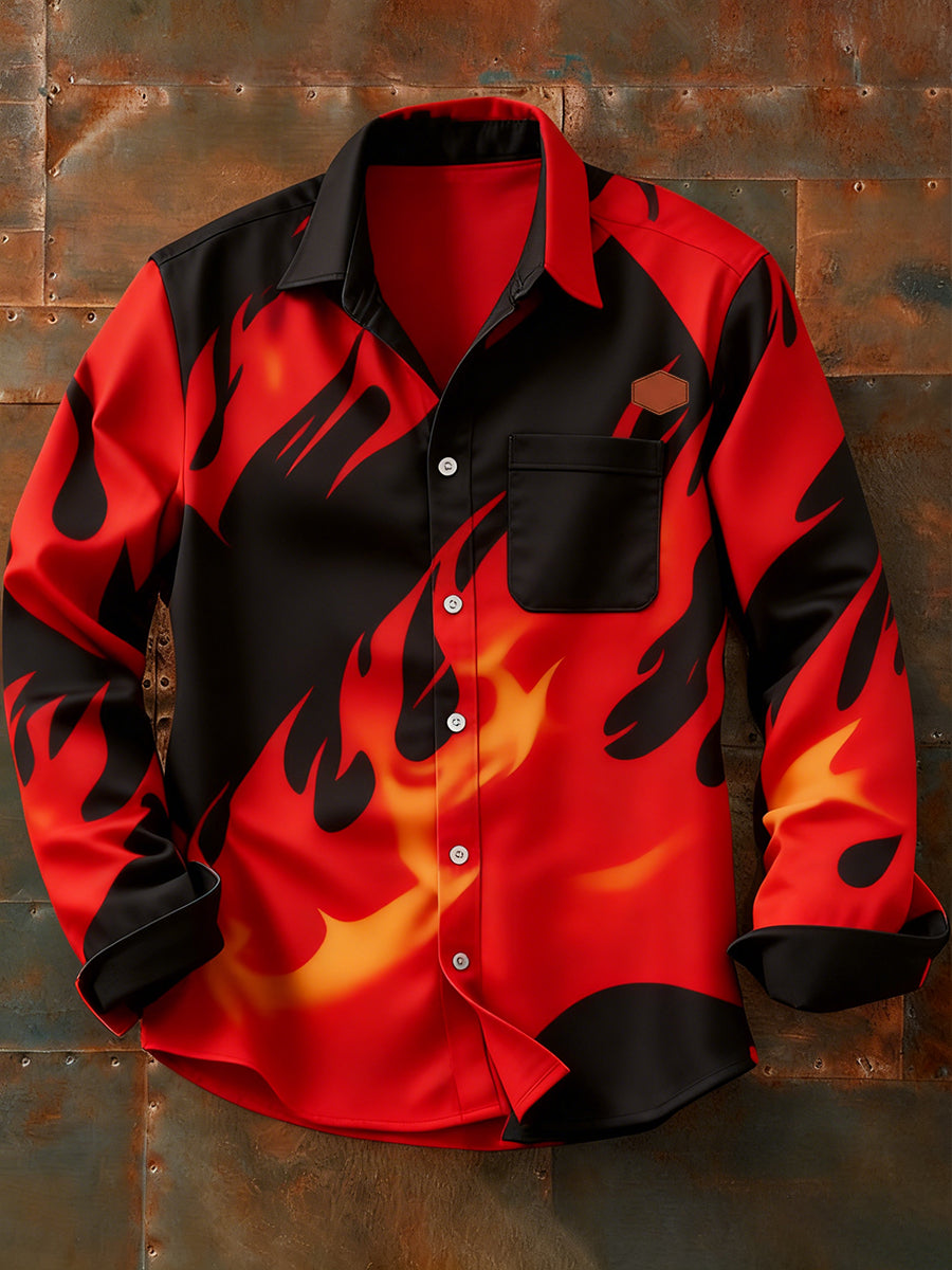 Estilo de vacaciones de negocios de los hombres Impreso Casual Camisa de manga larga