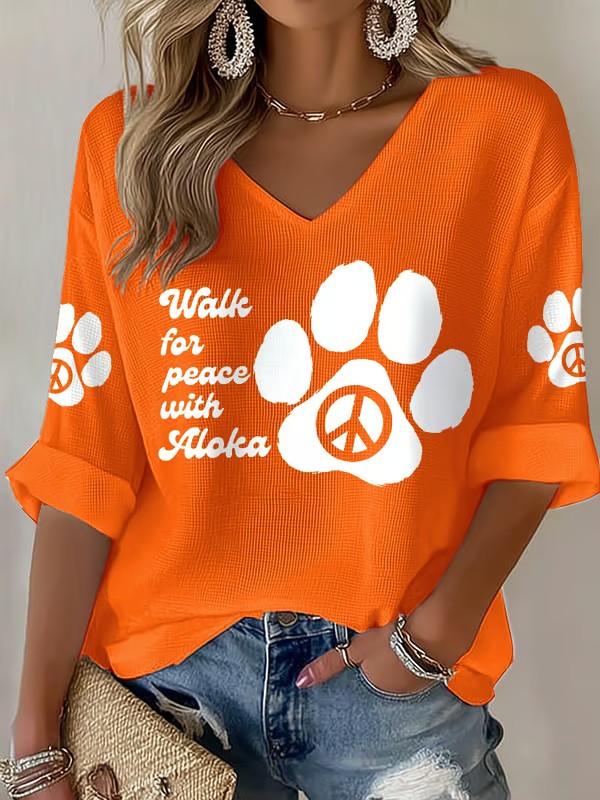 Camiseta para mujer Walk For Peace With Aloka Printed Waffle