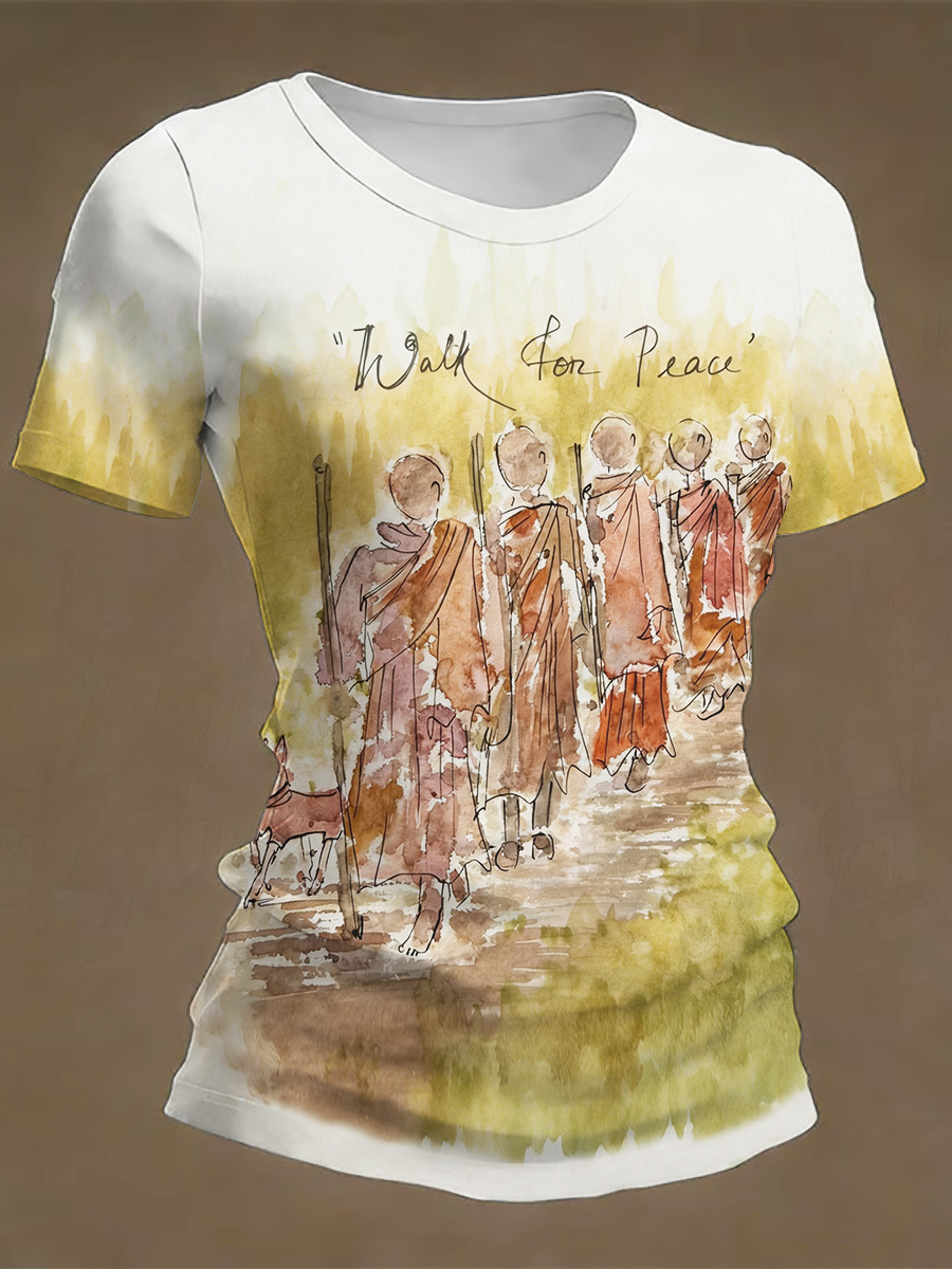 Camiseta de manga corta Walk For Peace para mujer