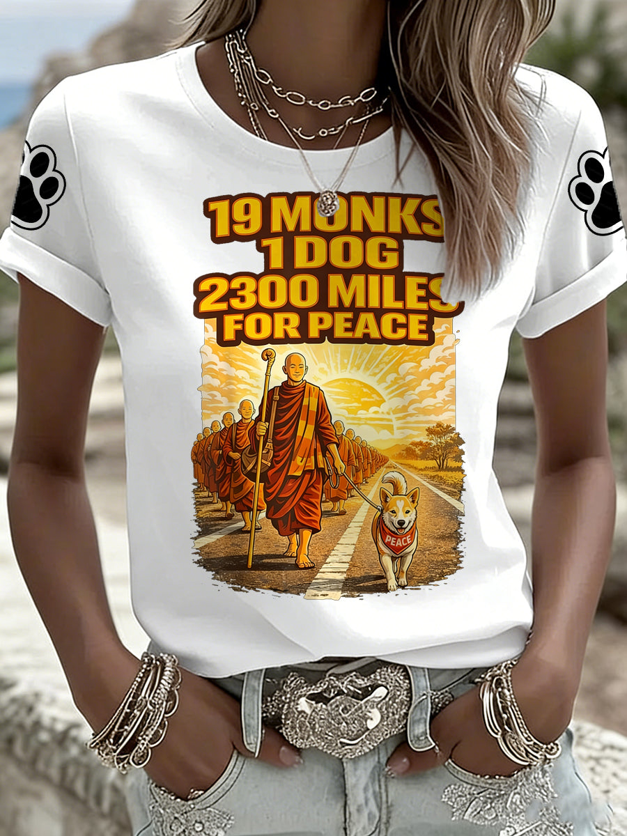 Camiseta con estampado de elementos "Walk For Peace" para mujer
