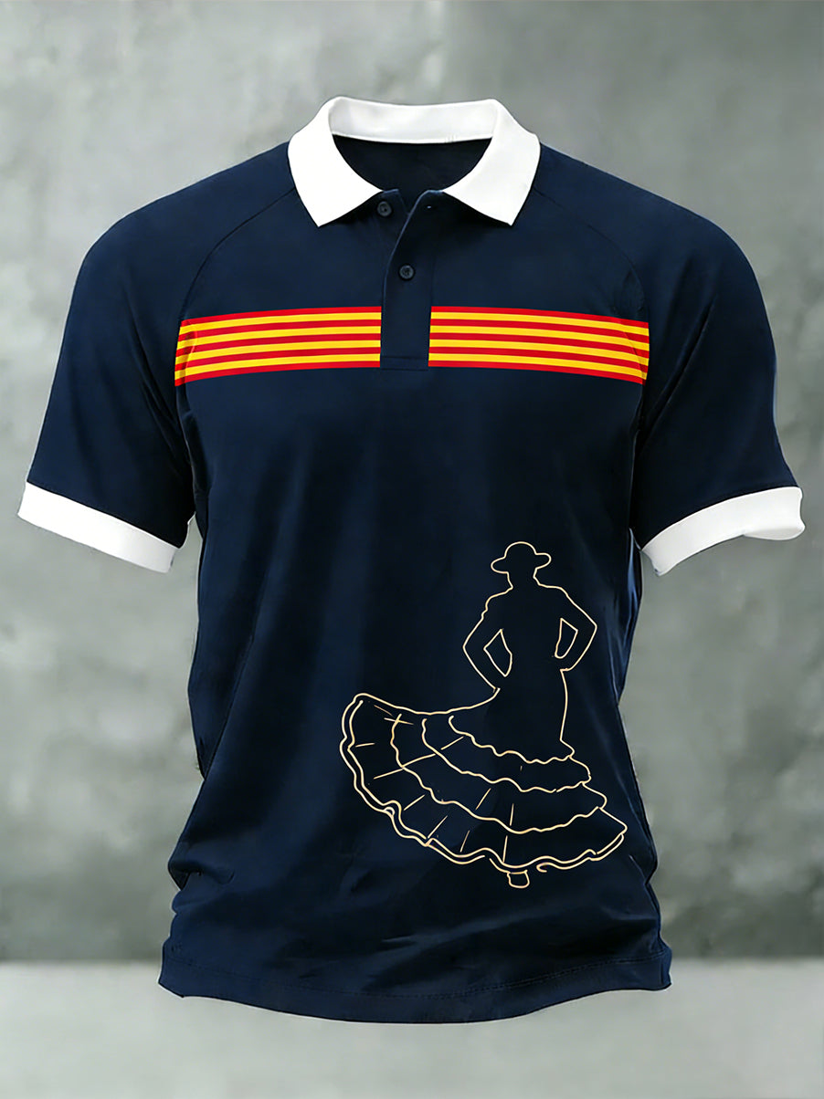 Top casual con estampado de arte español para hombre