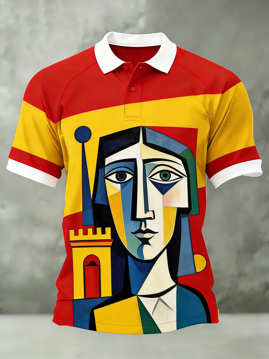 Top casual con estampado de arte español para hombre