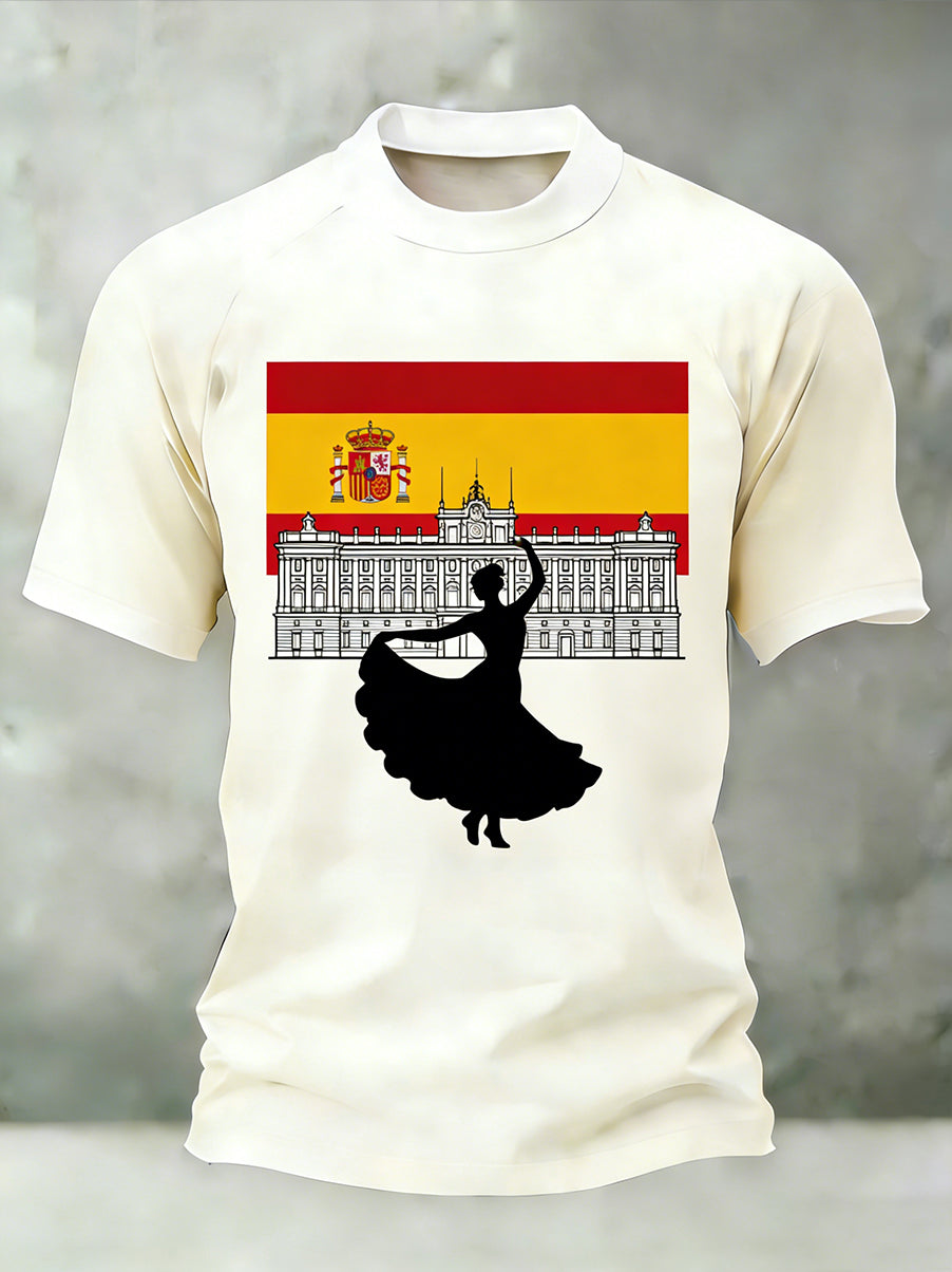 Top casual con estampado de arte español para hombre