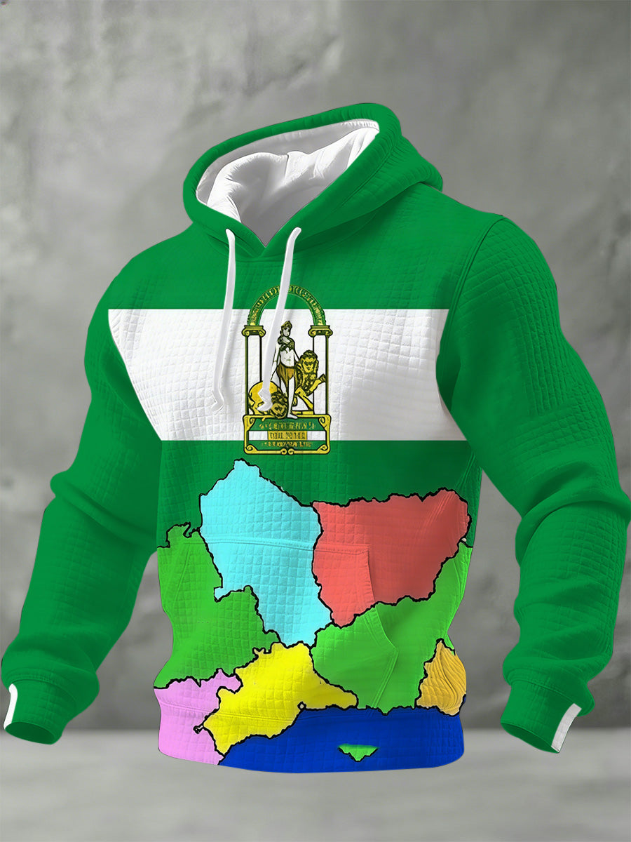 Sudadera con capucha impresa conmemorativa del festival español de Andalucía de los hombres