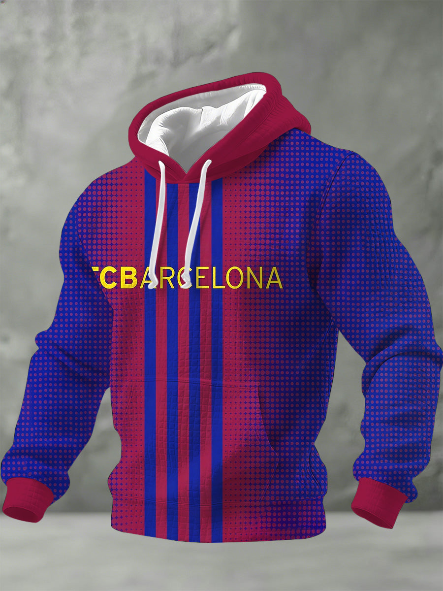 Sudadera con capucha impresa partidario del equipo de fútbol español de Barcelona para hombre