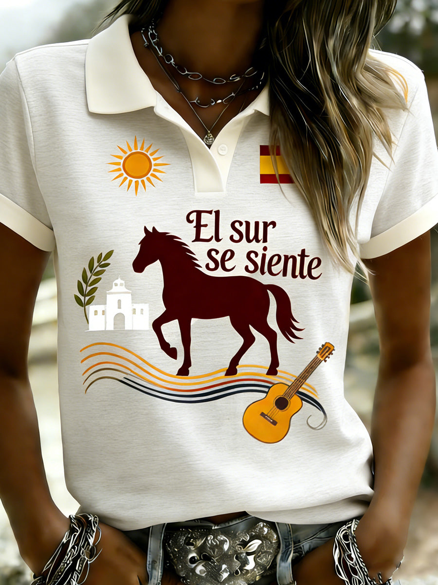 Polo conmemorativo del Festival de Andalucía Española para mujer
