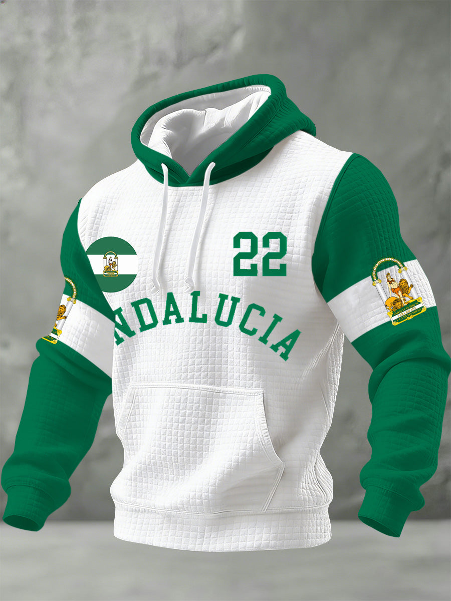 Sudadera con capucha impresa conmemorativa del festival español de Andalucía de los hombres