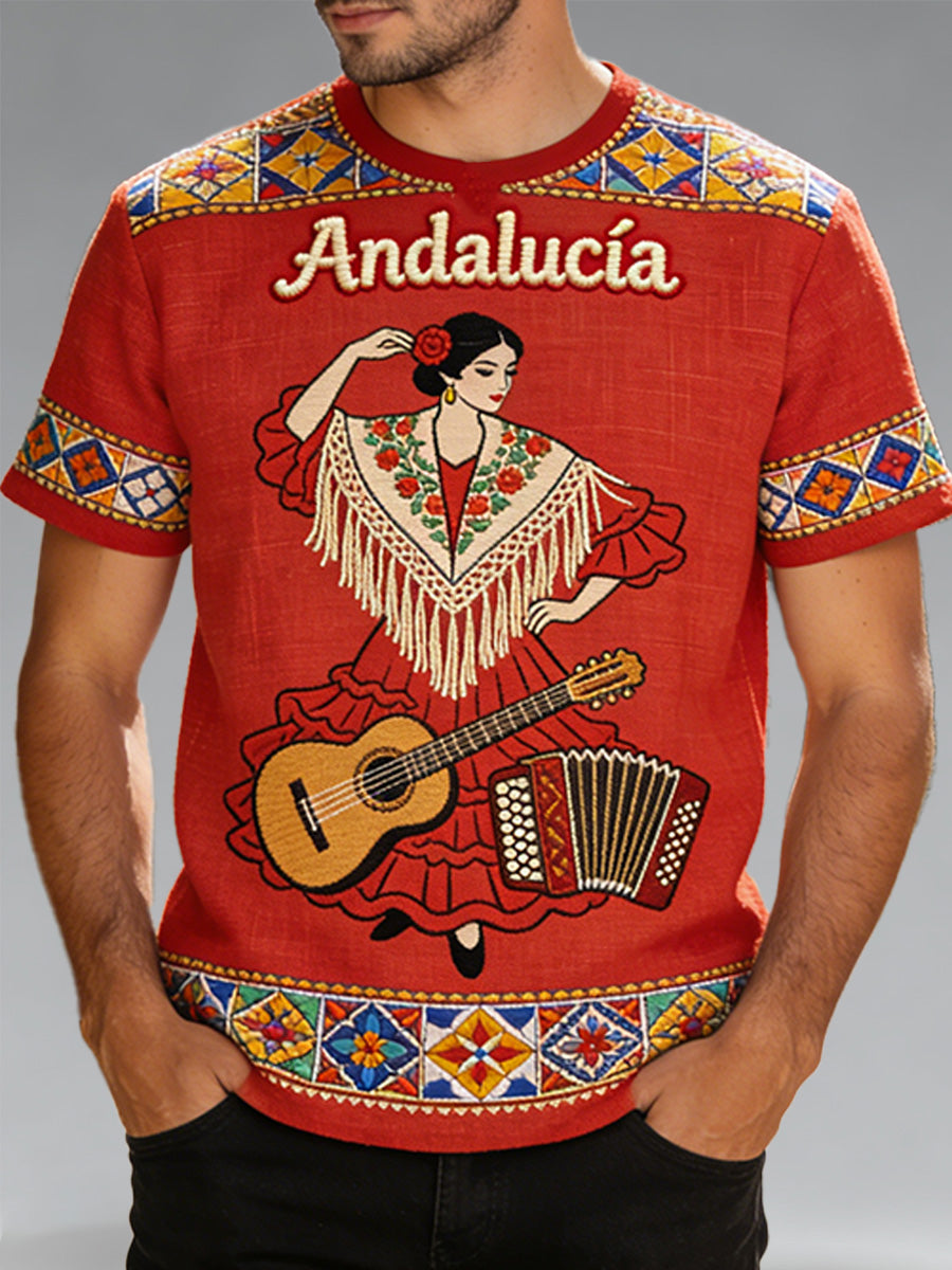 Camiseta estampada conmemorativa del festival andaluz para hombre