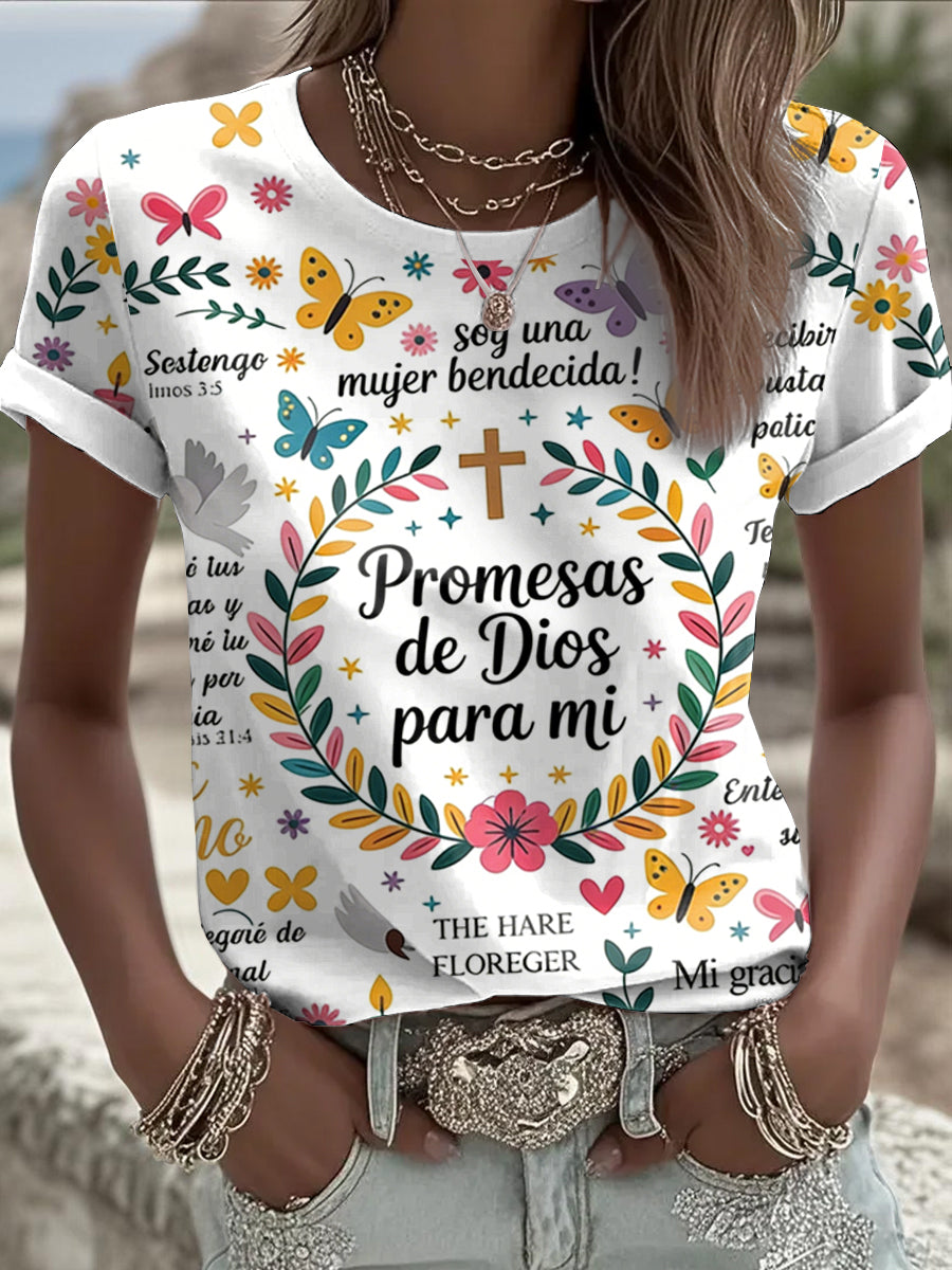 Camiseta de mujer Faith Print de manga corta