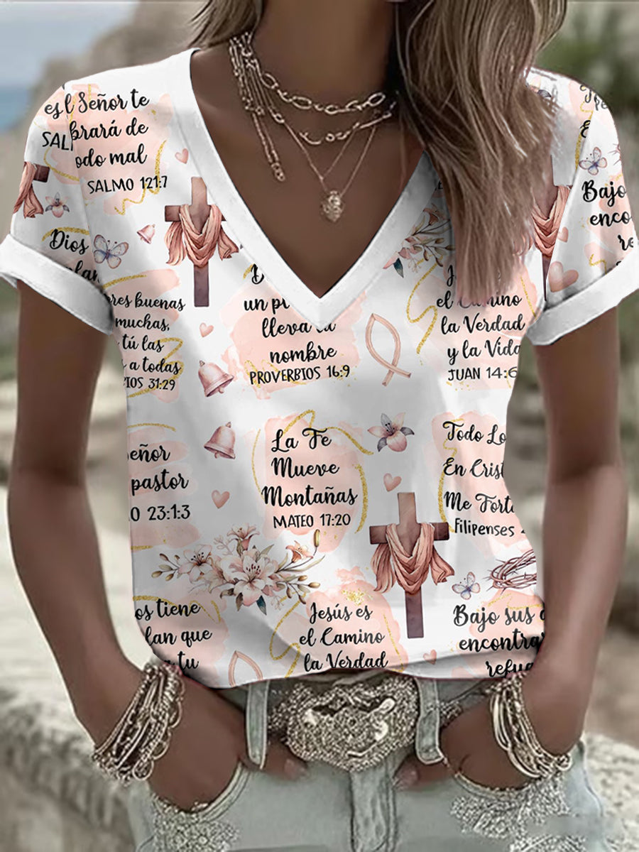 Camiseta de mujer Faith Print de manga corta