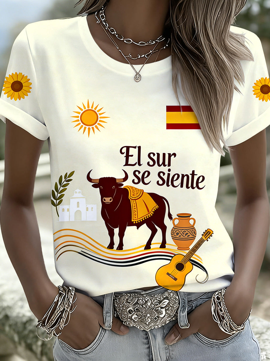 Camiseta con estampado conmemorativo del festival andaluz para mujer