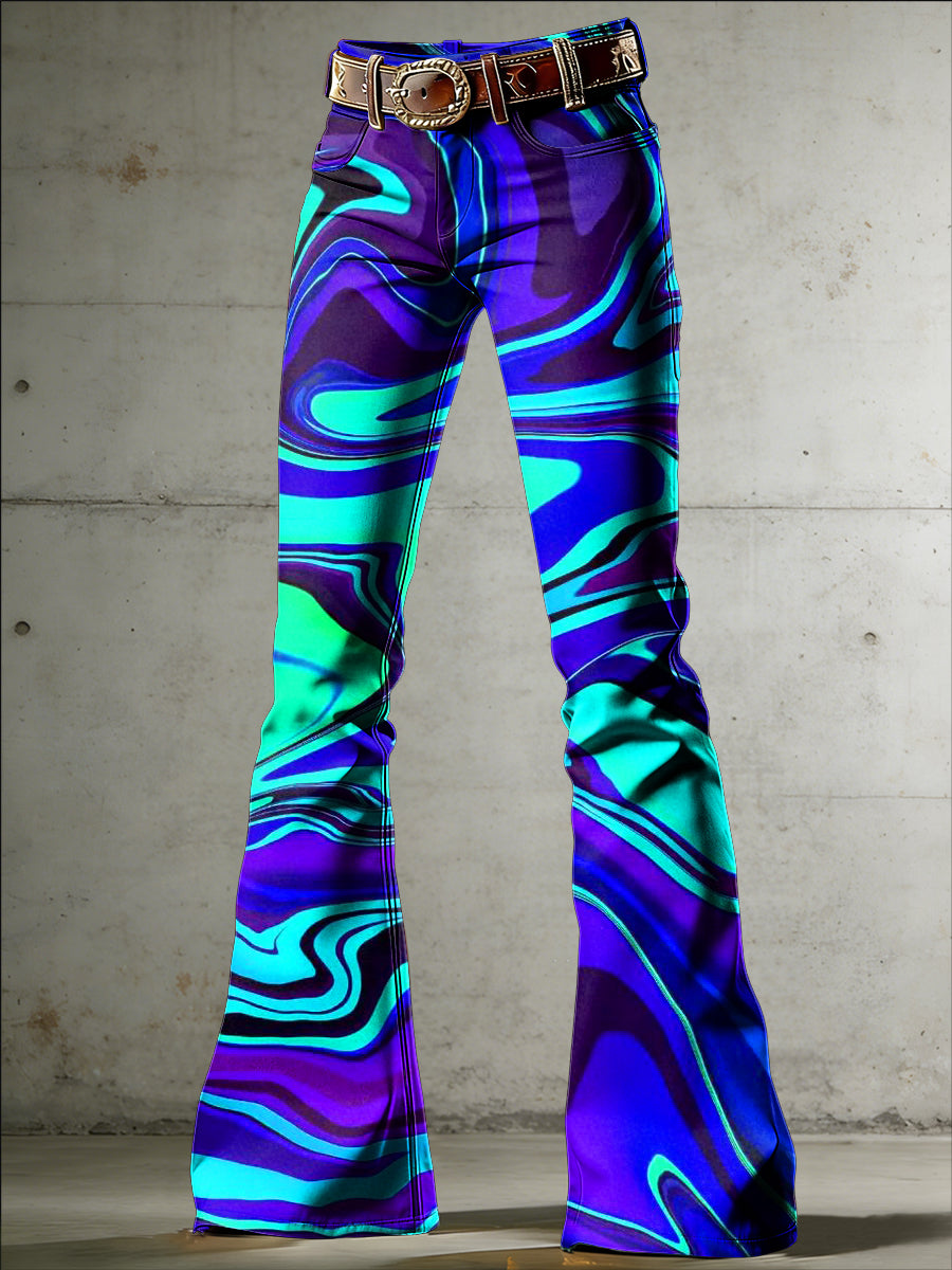 Pantalones acampanados Psychedelic Art Print para mujer