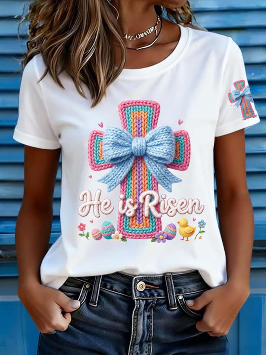 Camiseta casual con estampado de conejito divertido para Pascua, para mujer