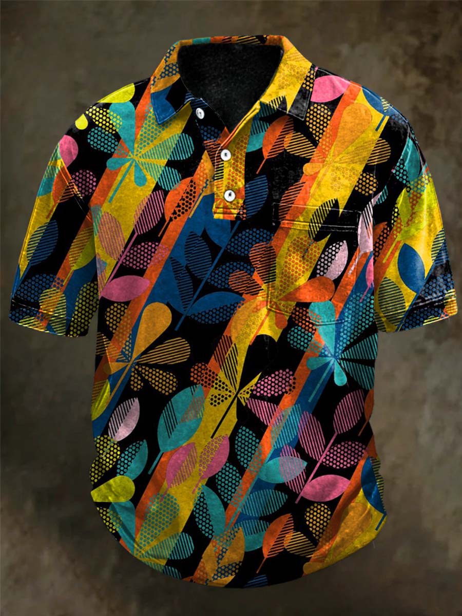 Polo de manga corta casual con estampado de lunares coloridos
